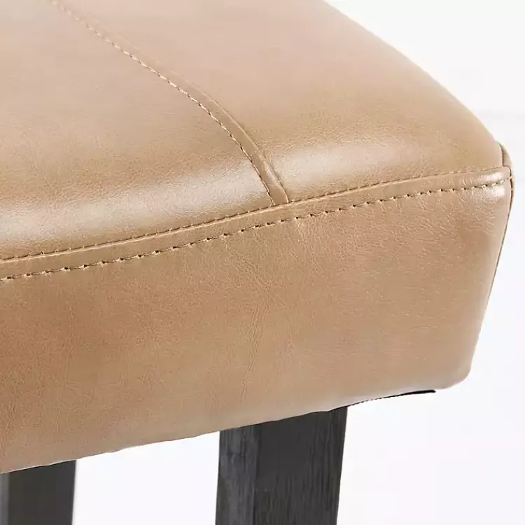 Kirklands Home Camel Wood and Leather Backless Stool Tan Sale