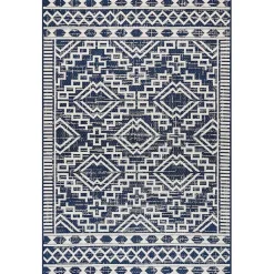 Kirklands Home Cammie Blue Moroccan Tribal Outdoor Rug, 5x8 Clearance