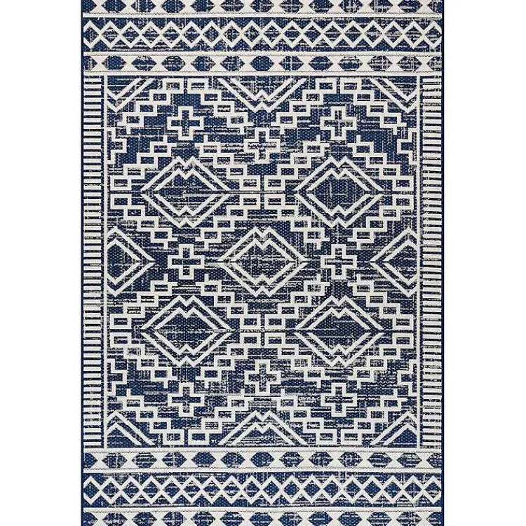 Kirklands Home Cammie Blue Moroccan Tribal Outdoor Rug, 5x8 Clearance