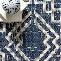 Kirklands Home Cammie Blue Moroccan Tribal Outdoor Rug, 5x8 Clearance