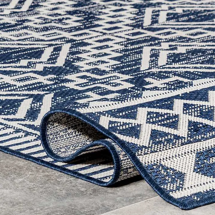 Kirklands Home Cammie Blue Moroccan Tribal Outdoor Rug, 5x8 Clearance