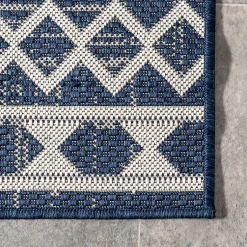 Kirklands Home Cammie Blue Moroccan Tribal Outdoor Rug, 5x8 Clearance