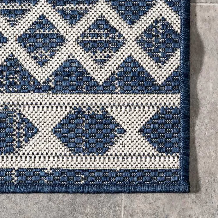 Kirklands Home Cammie Blue Moroccan Tribal Outdoor Rug, 5x8 Clearance