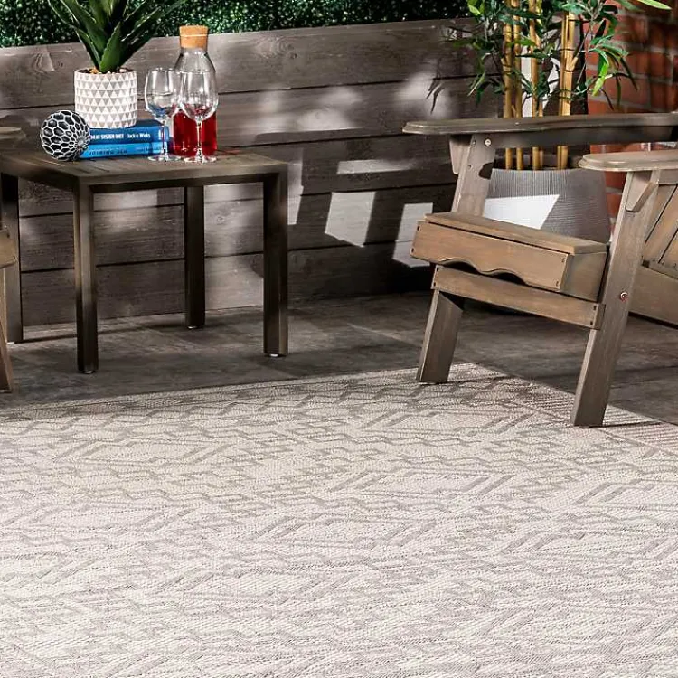 Kirklands Home Cammie Gray Moroccan Geometric Outdoor Rug, 8x10 Outlet