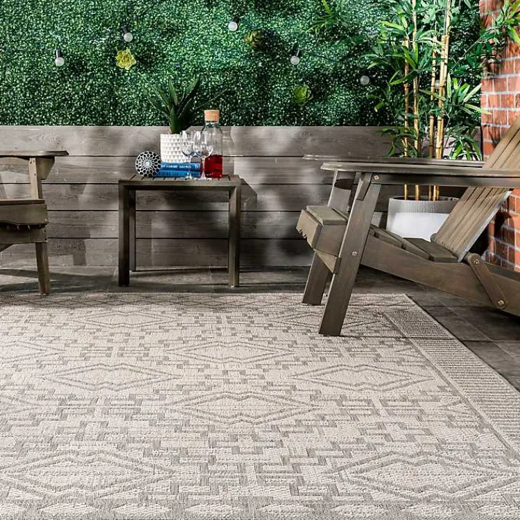 Kirklands Home Cammie Gray Moroccan Geometric Outdoor Rug, 8x10 Outlet