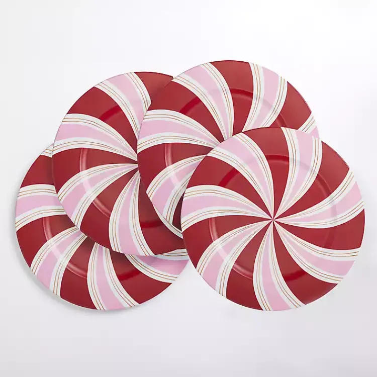 Kirklands Home Candy Cane Christmas Chargers, Set of 4