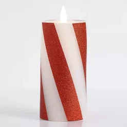 Flameless Candles>Kirklands Home Candy Cane Stripe LED Pillar Candle, 7 in.