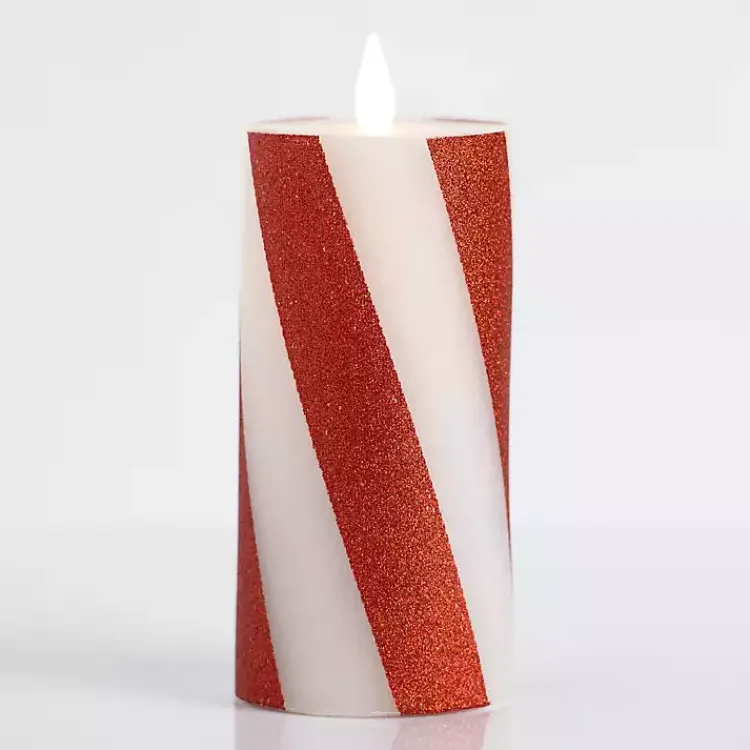 Flameless Candles>Kirklands Home Candy Cane Stripe LED Pillar Candle, 7 in.