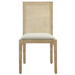 Kirklands Home Cane Back Upholstered Wood Dining Chairs, Set of 2 Tan Hot
