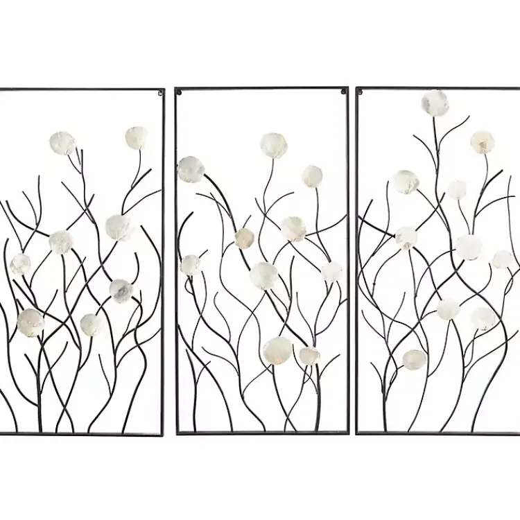 Kirklands Home Capiz Flowers Metal Wall Plaques, Set of 3 Best