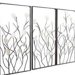 Kirklands Home Capiz Flowers Metal Wall Plaques, Set of 3 Best