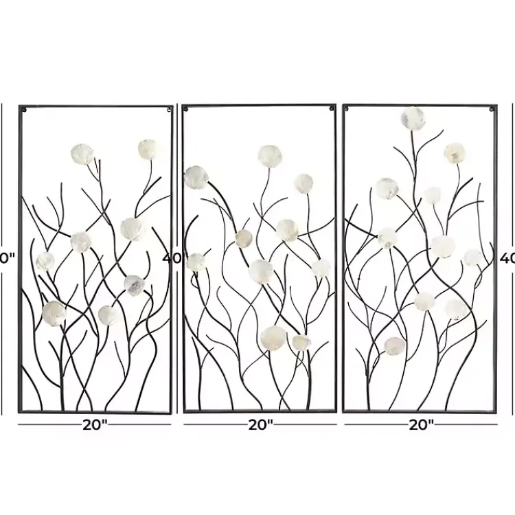 Kirklands Home Capiz Flowers Metal Wall Plaques, Set of 3 Best