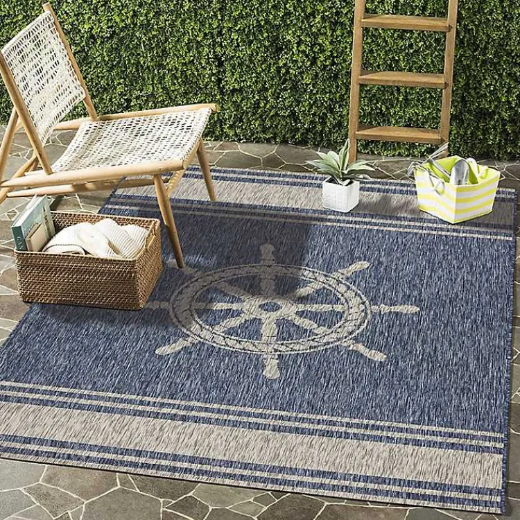 Kirklands Home Captiva Nautical Helm Outdoor Area Rug, 5x7 Sale