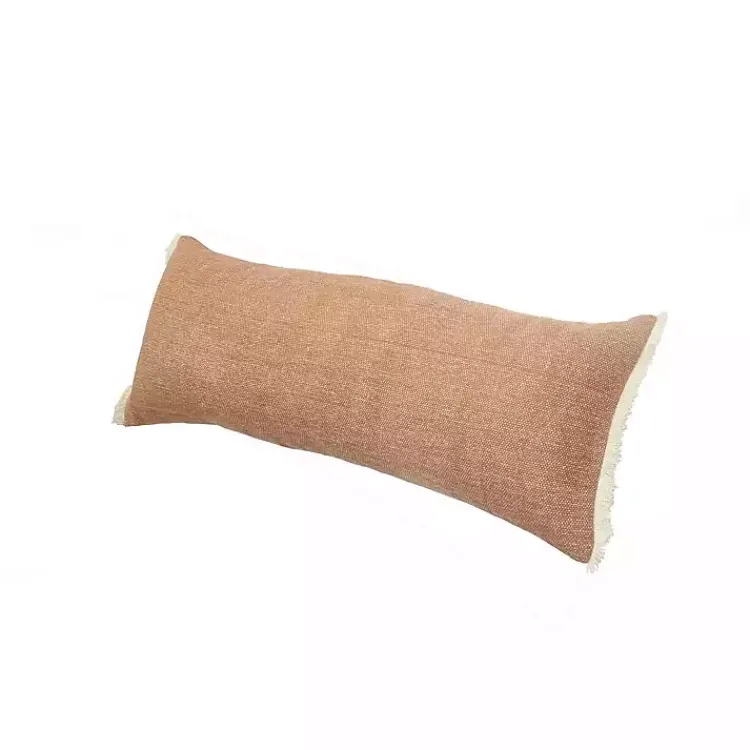 Pillows>Kirklands Home Caramel Coated Lumbar Accent Pillow with Fringe Brown