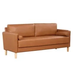 Kirklands Home Caramel Faux Leather Chelsea Sofa Brown