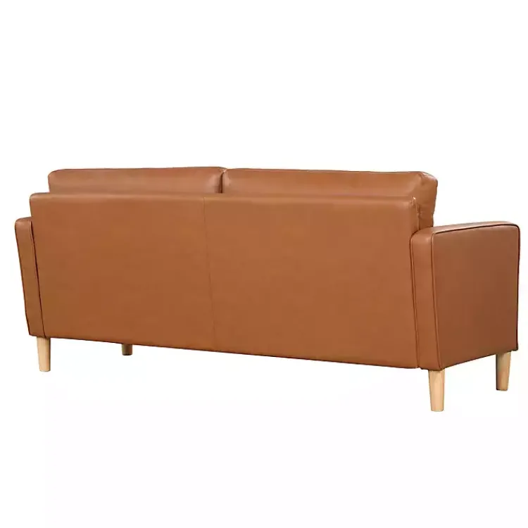 Kirklands Home Caramel Faux Leather Chelsea Sofa Brown