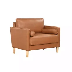 Kirklands Home Caramel Faux Leather Chelsea Accent Chair Brown Clearance