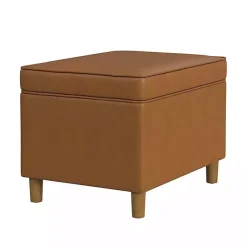 Kirklands Home Caramel Faux Leather Storage Ottoman Brown Best