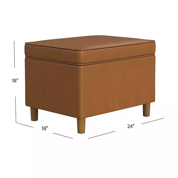 Kirklands Home Caramel Faux Leather Storage Ottoman Brown Best