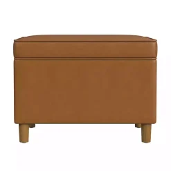 Kirklands Home Caramel Faux Leather Storage Ottoman Brown Best