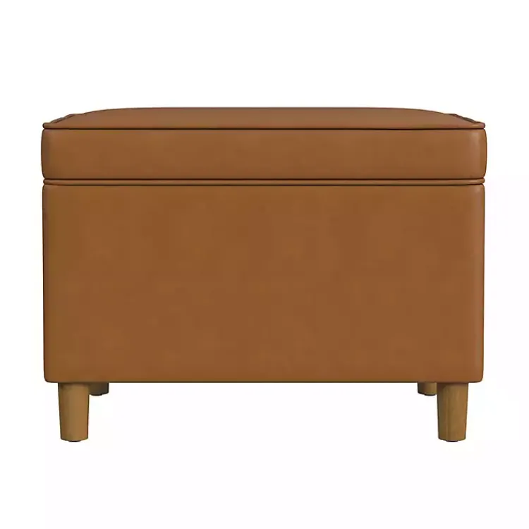 Kirklands Home Caramel Faux Leather Storage Ottoman Brown Best