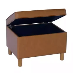 Kirklands Home Caramel Faux Leather Storage Ottoman Brown Best