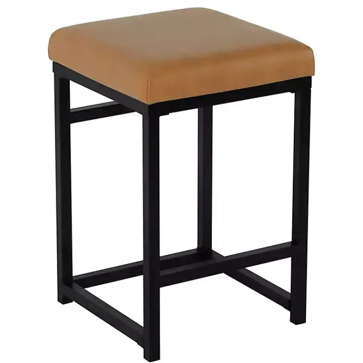 Kirklands Home Caramel Faux Leather Upholstered Counter Stool Tan Clearance