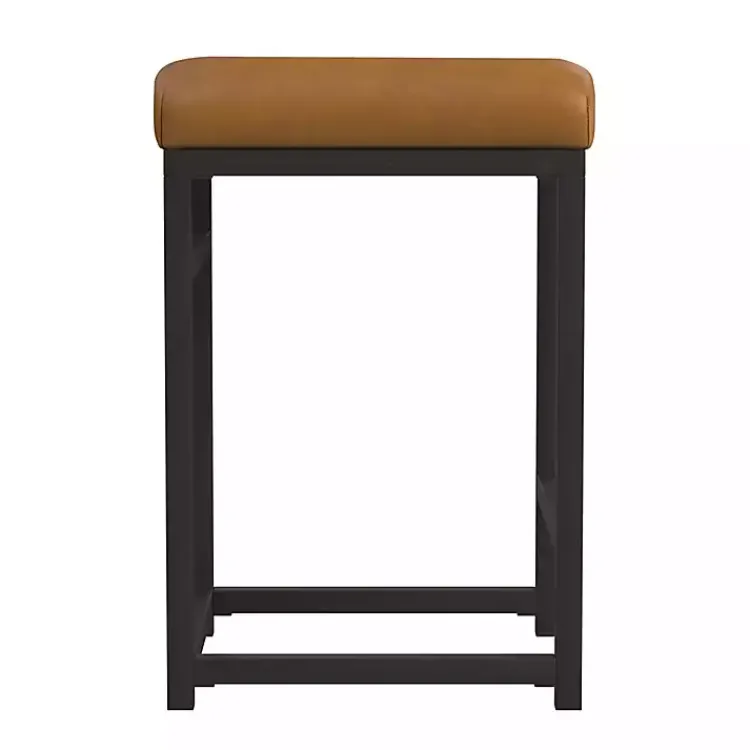 Kirklands Home Caramel Faux Leather Upholstered Counter Stool Tan Clearance