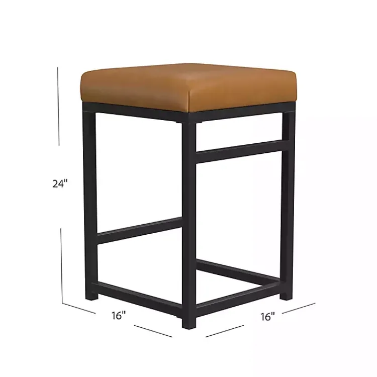 Kirklands Home Caramel Faux Leather Upholstered Counter Stool Tan Clearance