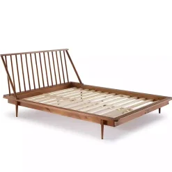 Kirklands Home Caramel Mid-Century Modern Queen Bed Frame Brown Clearance