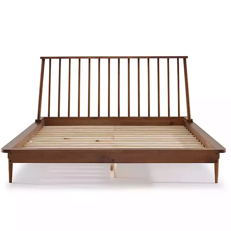 Kirklands Home Caramel Mid-Century Modern Queen Bed Frame Brown Clearance