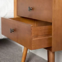 Kirklands Home Caramel Mid-Century Nightstand Brown Hot
