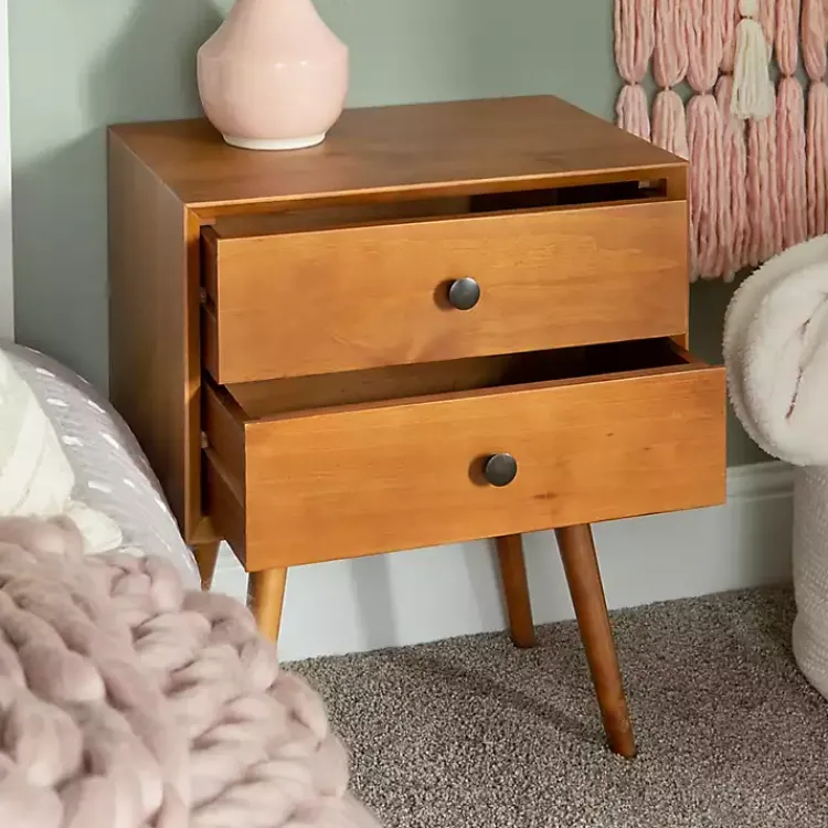 Kirklands Home Caramel Mid-Century Nightstand Brown Hot
