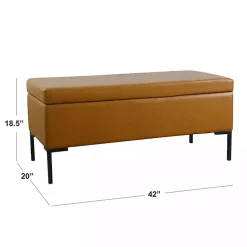 Kirklands Home Caramel Vegan Leather Storage Bench Brown Online