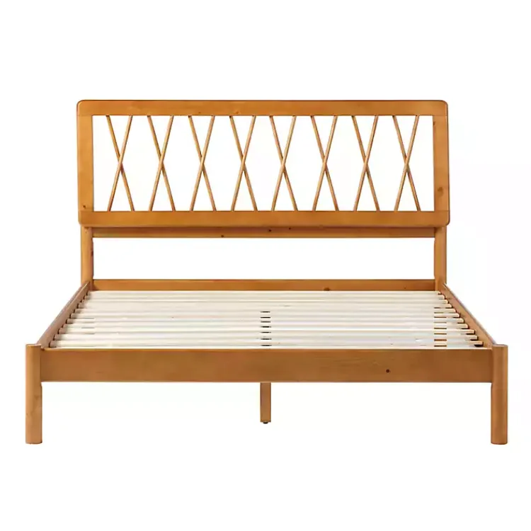Kirklands Home Caramel Wood Spindle Headboard Queen Bed Brown Discount