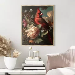 Kirklands Home Cardinal Floral Dutch Framed Canvas Art Print Clearance