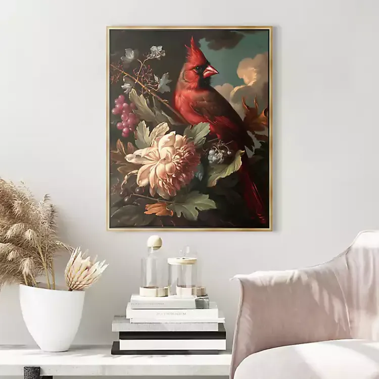 Kirklands Home Cardinal Floral Dutch Framed Canvas Art Print Clearance