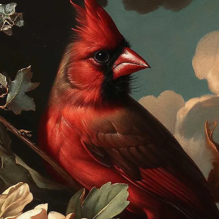 Kirklands Home Cardinal Floral Dutch Framed Canvas Art Print Clearance