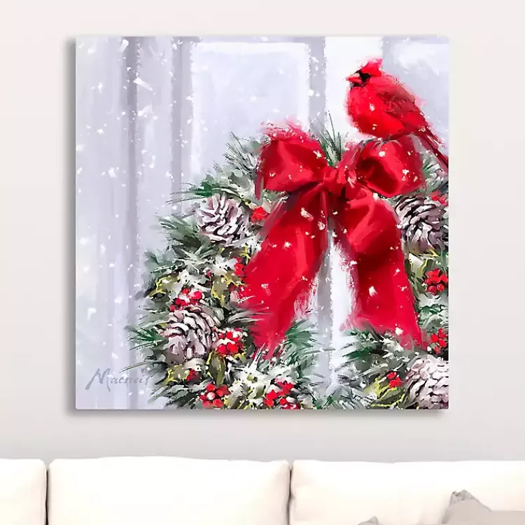 Christmas Art & Wall Decor>Kirklands Home Cardinal on a Wreath Canvas Art Print