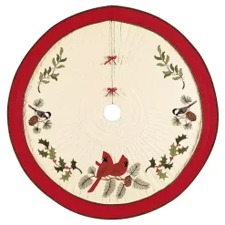 Christmas Tree Skirts & Collars>Kirklands Home Cardinals and Holly Christmas Tree Skirt