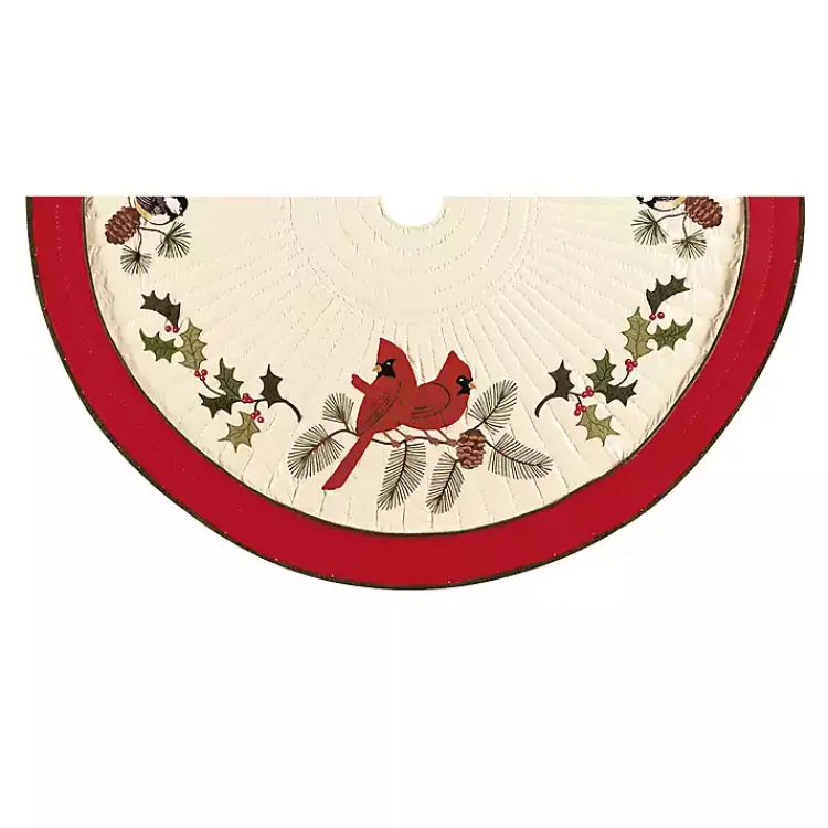 Christmas Tree Skirts & Collars>Kirklands Home Cardinals and Holly Christmas Tree Skirt