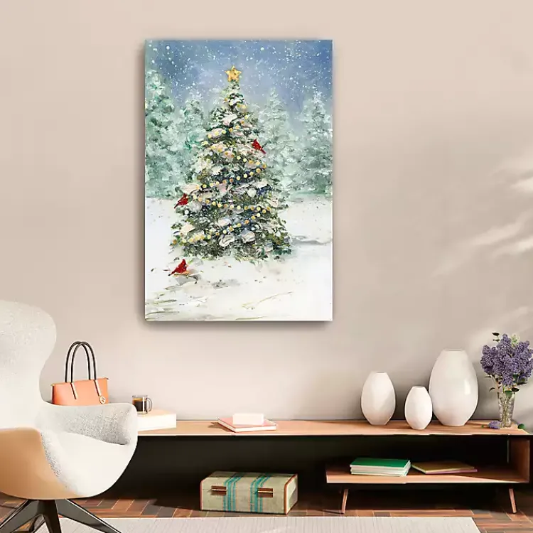 Christmas Art & Wall Decor>Kirklands Home Cardinals on Tree Medium Canvas Art Print