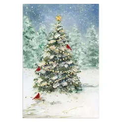 Christmas Art & Wall Decor>Kirklands Home Cardinals on Tree Small Canvas Art Print