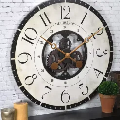 Kirklands Home Carlisle Gears Wooden Wall Clock White