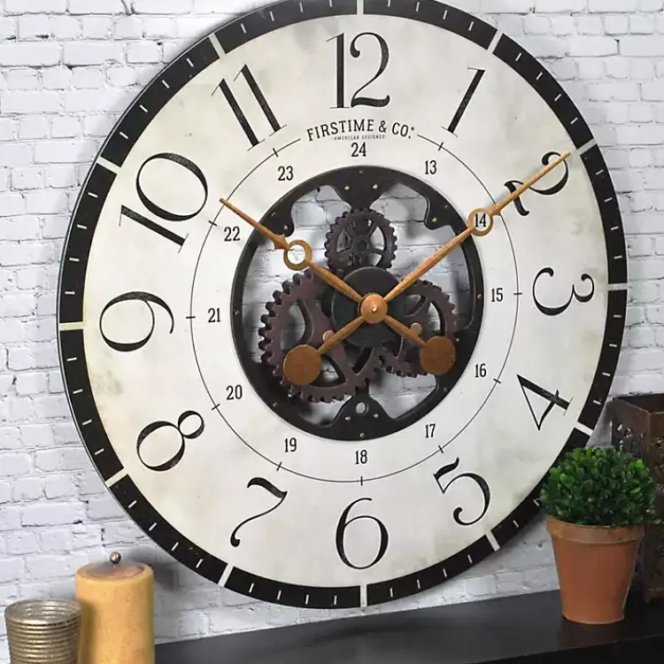 Kirklands Home Carlisle Gears Wooden Wall Clock White
