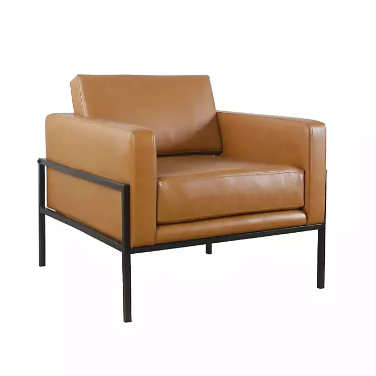 Kirklands Home Carmel Vegan Leather Club Accent Chair Brown Discount