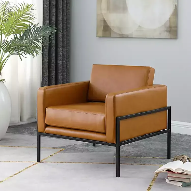 Kirklands Home Carmel Vegan Leather Club Accent Chair Brown Discount