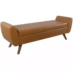 Kirklands Home Carmel Vegan Leather Storage Bench Brown Sale