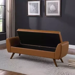 Kirklands Home Carmel Vegan Leather Storage Bench Brown Sale