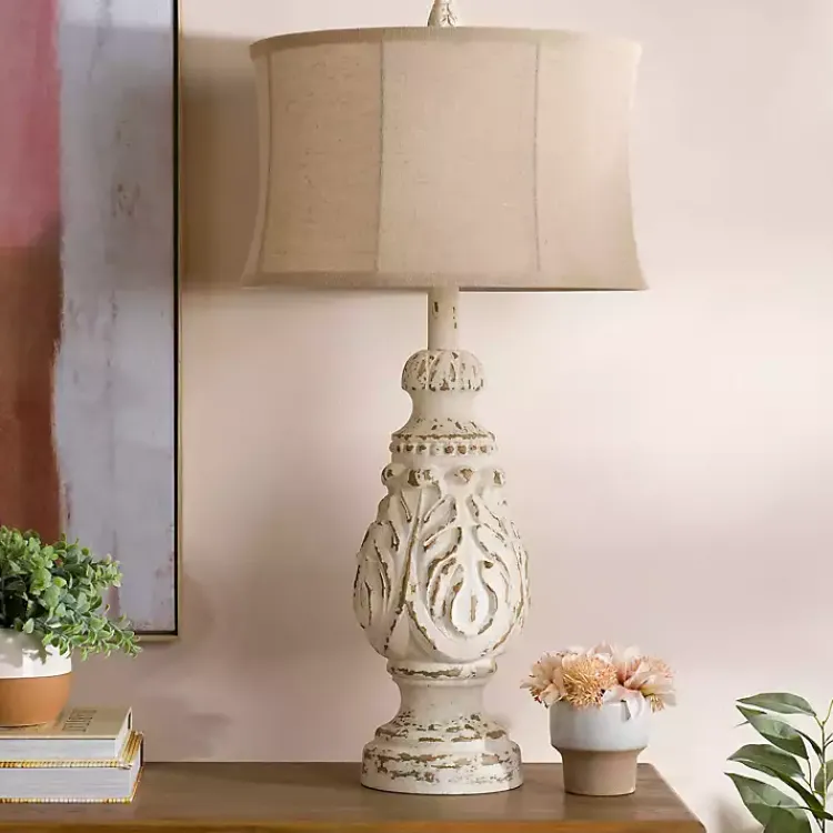 Kirklands Home Caroline Distressed Cream Table Lamp Tan